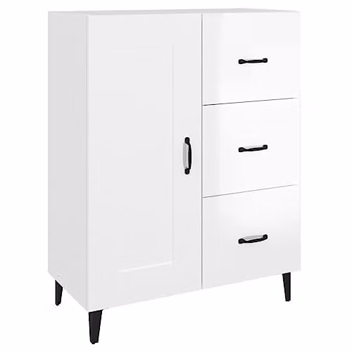vidaXL Modern Glossy White Sideboard in Engineered Wood W/D/H: 69.5 x 34 x 90 cm