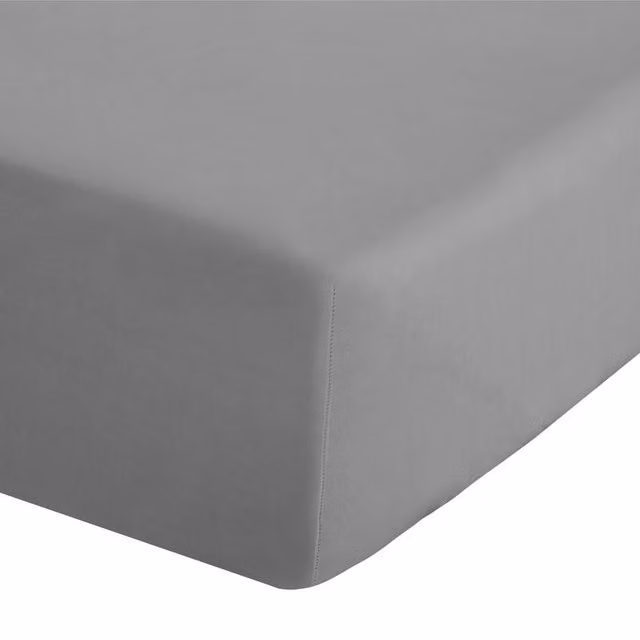 Catherine Lansfield Single Fitted Sheet Grey Percale Polycotton W/D/H: 90 x 190 x 25 cm