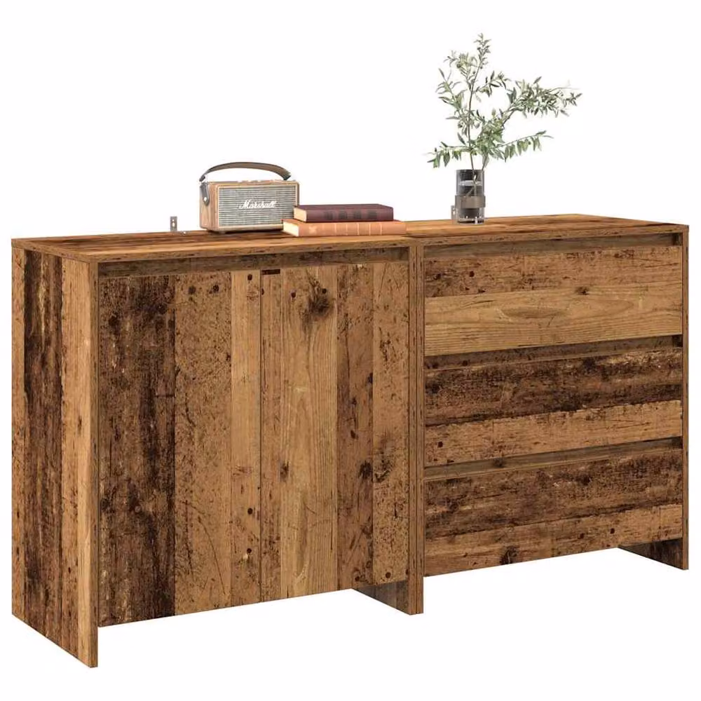 Berkfield Home Decorative 2 Piece Rustic Sideboard in Brown Engineered Wood – 2