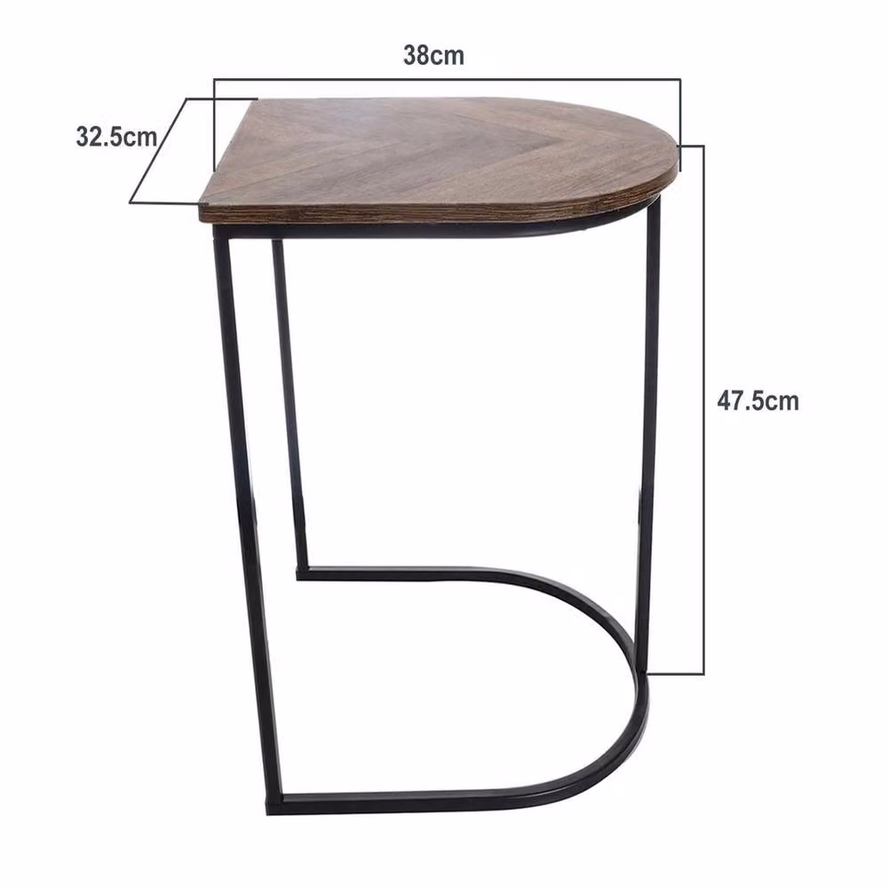 EONLION Black and Brown Chevron Nest of 2 Coffee and Side Tables Set – 2