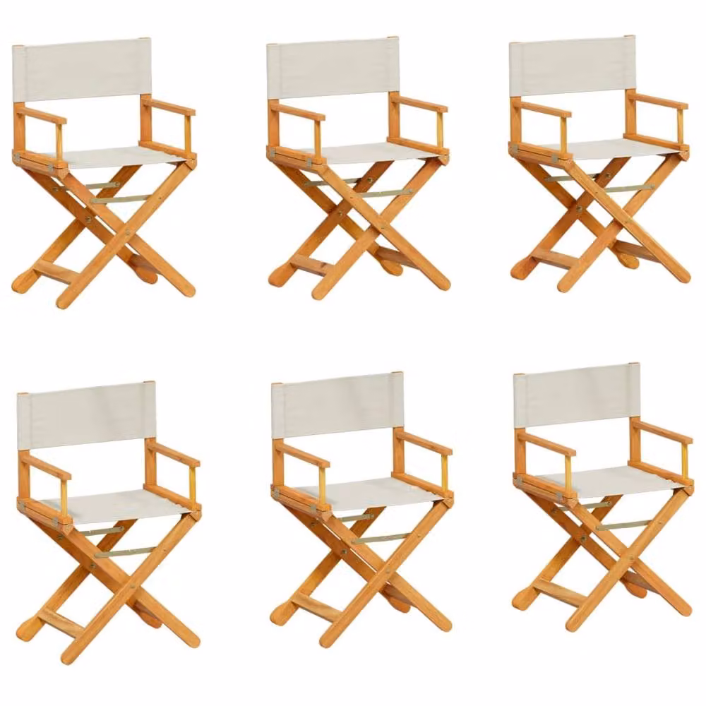 Berkfield Home 6 Piece Folding Acacia Wood Garden Chair Set in White – 2