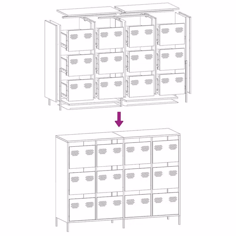 Berkfield Home Modern Pink Matt Metal Sideboard W/D/H: 135 x 39 x 103.5 cm – 4