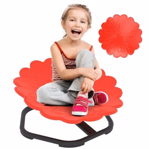 AIYAPLAY Kids Flower Shaped Spinning Chair with Non-Slip Base, Red – 1