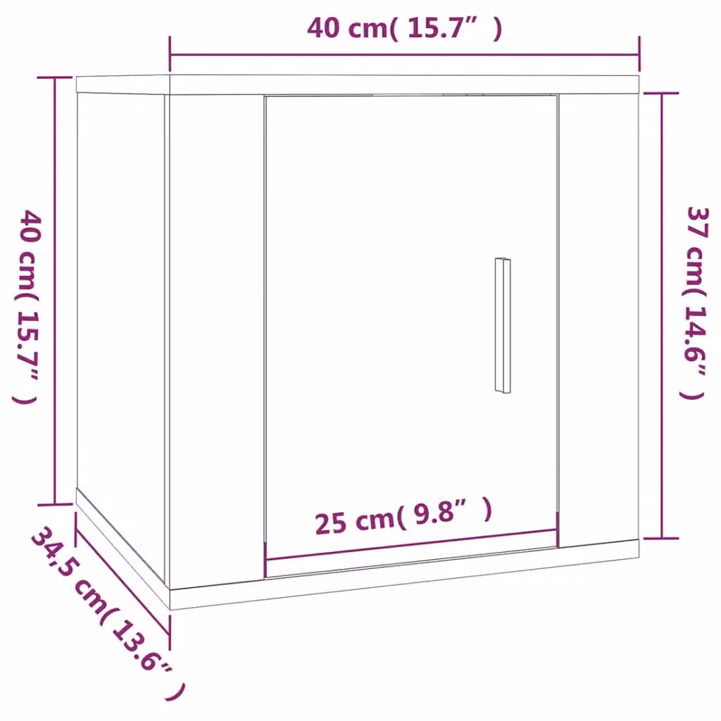Berkfield Home Wall Mounted TV Cabinets, 2 Piece Set in Brown Oak, W/D/H: 40 x 34.5 x 40 cm – 6