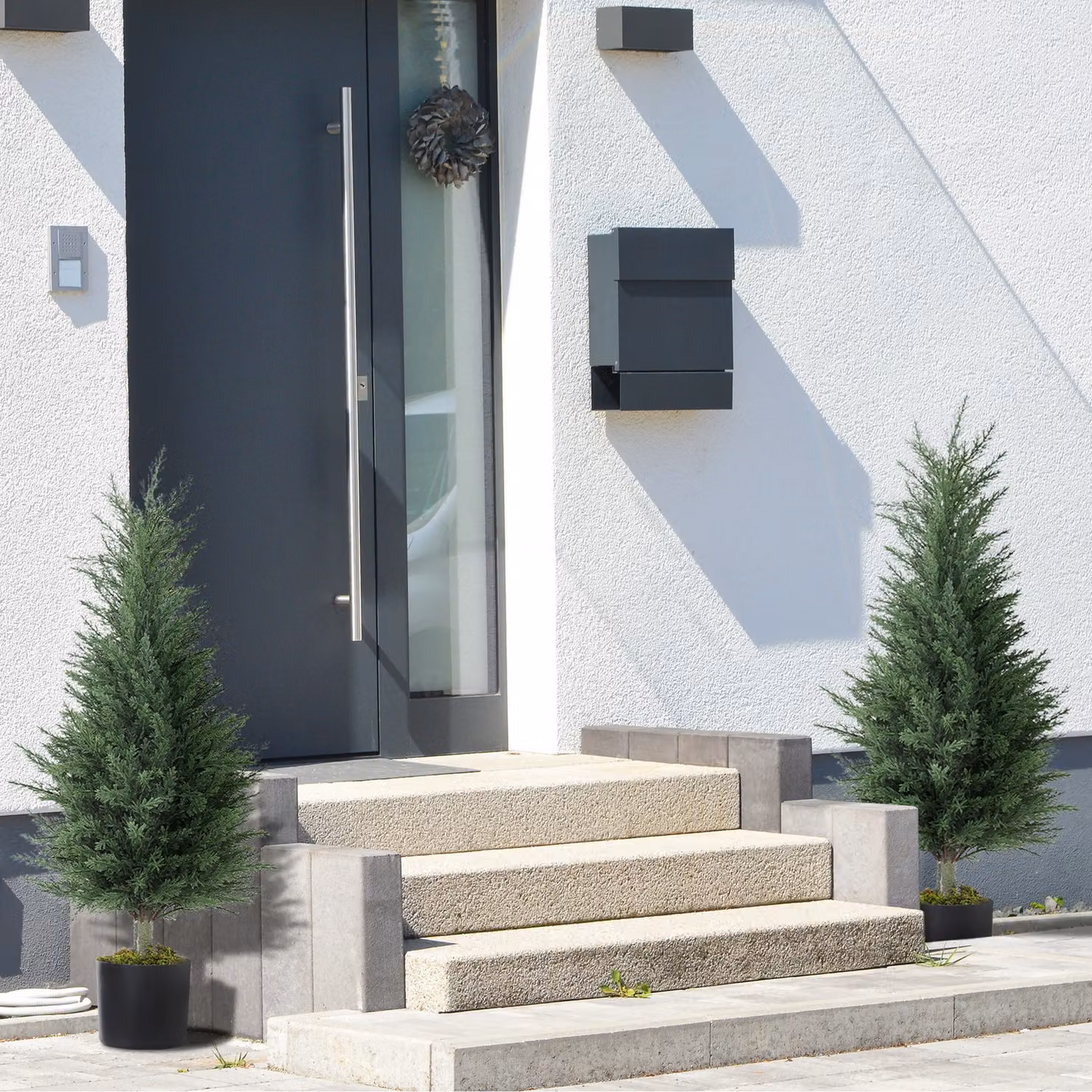 HOMCOM Set of 2 Green Artificial Cypress Trees with 362 Leaves, Height: 90 cm – 8