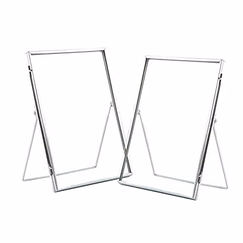 Nicola Spring Modern Rectangular Metal Photo Frames, Pack of 2, Silver and Gold, Fits 15 x 20 cm – 1