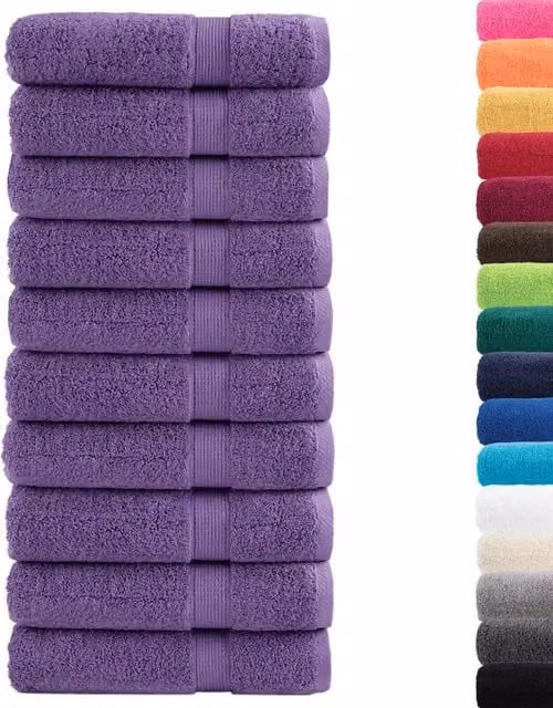 Berkfield Home SOLUND Premium Cotton Terry Shower Towels, Purple, 10 Pack, W: 70 cm, H: 140 cm, 600 gsm – 1