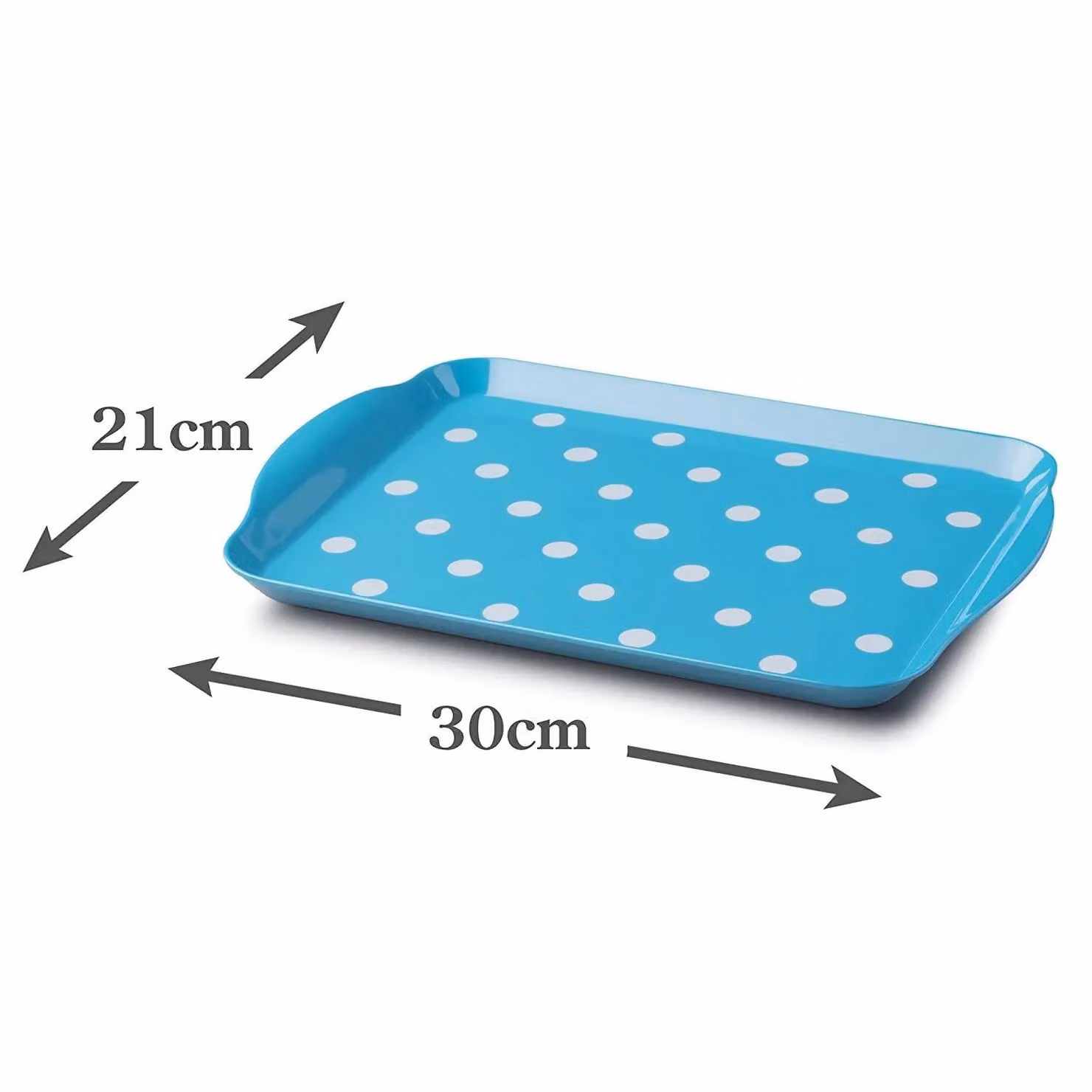 Zeal Melamine Dotty Serving Tray with Handles in Aqua Blue, W: 30 cm x D: 21 cm – 3