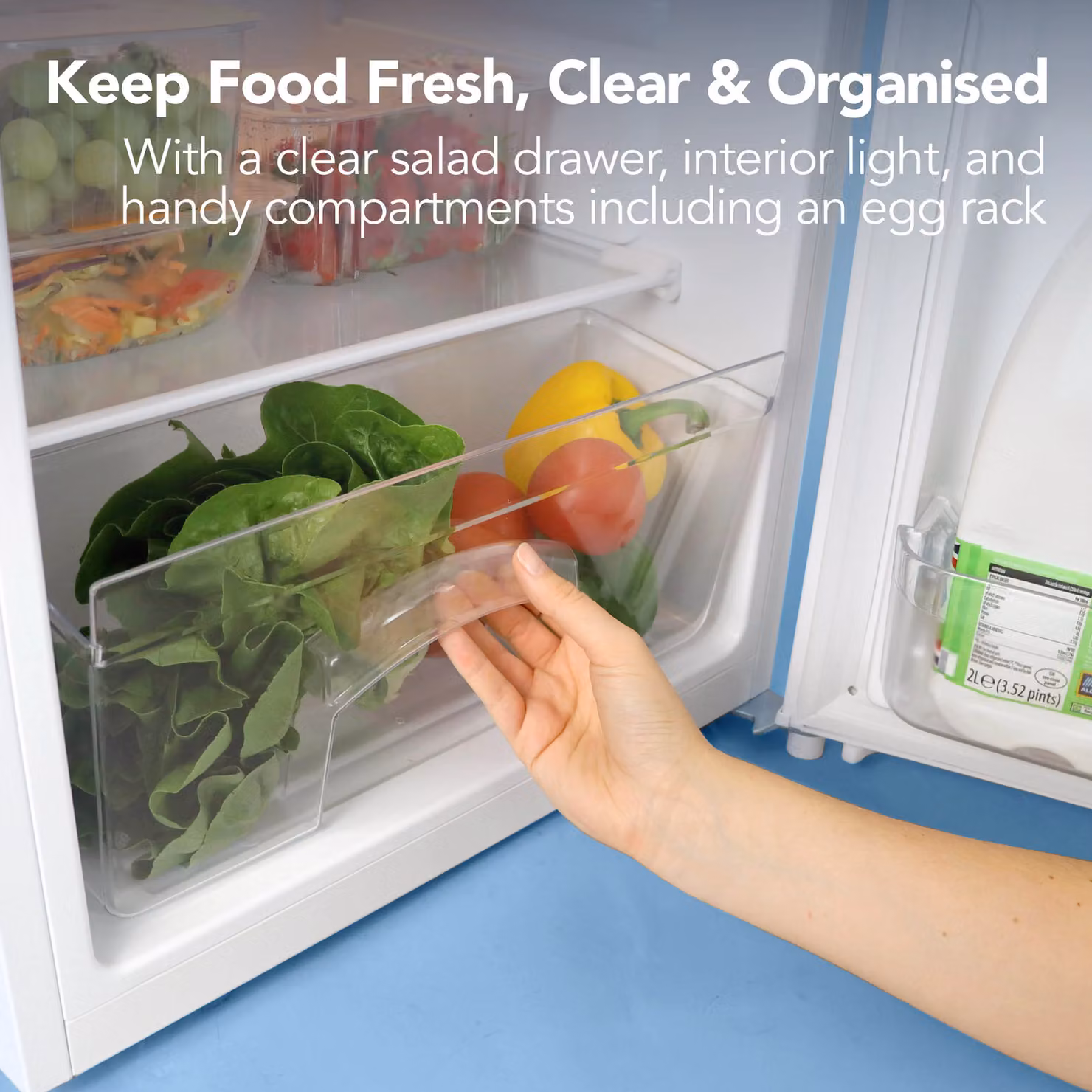 Igenix 80 Litre Under Counter Fridge in White with Reversible Door – 2