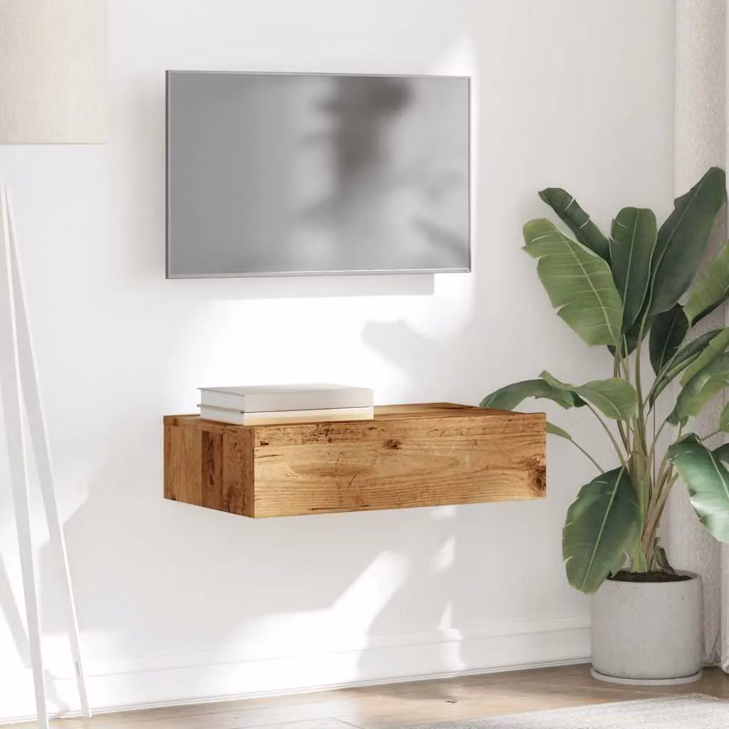 Berkfield Home TV Cabinet with LED Lights in Old Wood Brown, W: 60 cm, D: 35 cm, H: 15.5 cm – 4