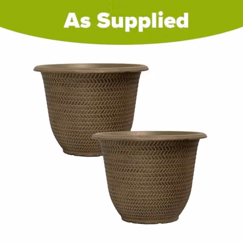 YouGarden Pair of Parker Shaded Brown Plastic Planter Tubs, Diameter: 30 cm, Height: 30.5 cm
