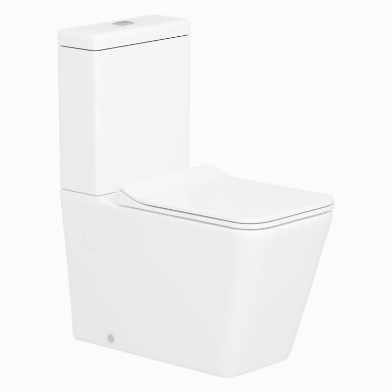 Royal Bathrooms Elena Rimless Close Coupled Ceramic Toilet with Cistern and Slim Soft Close Seat, White