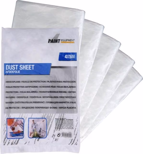 GEEZY Plastic Film Dust Sheets, Set of 5, White and Transparent