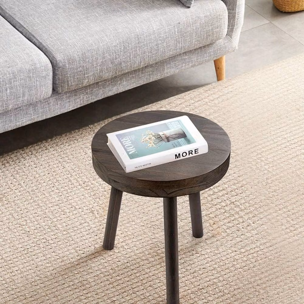 Kelvenix Rustic Pine Wooden Plant Stand and Side Table in Dark Brown, W/D/H: 35 x 30 x 40 cm – 4
