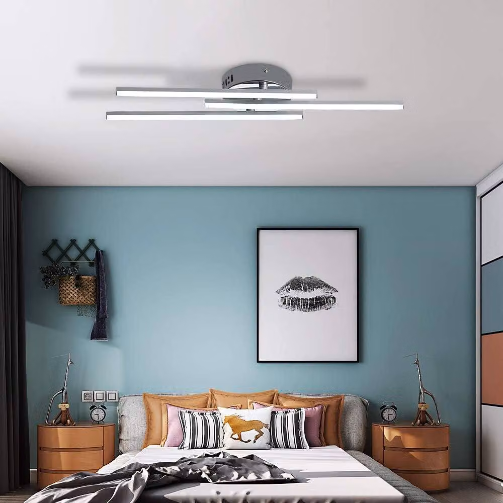 Goeco Modern LED Ceiling Light, 18W, Silver Aluminium Bar Lamp, 6500K Cool White – 2