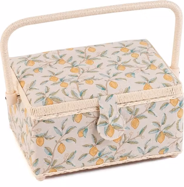 Hobby Gift Medium Sewing Box in Morris Lemons Design, White and Multicolour