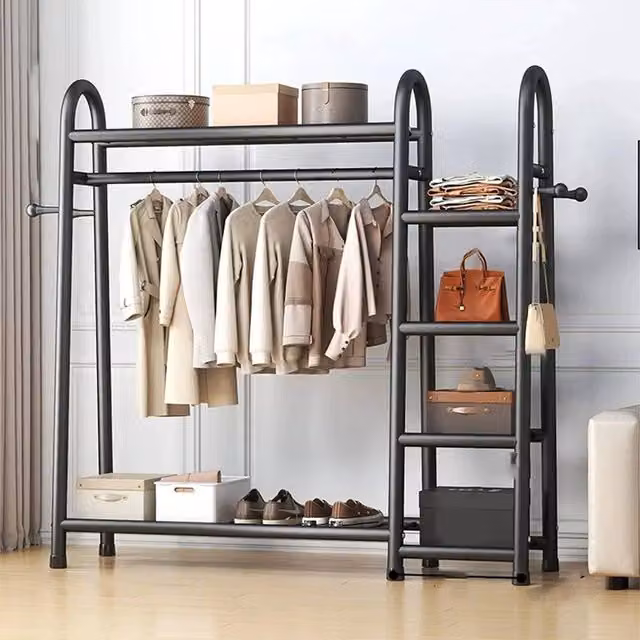 Havendro Heavy Duty Double Clothes Rail Rack in Matt Black – 1