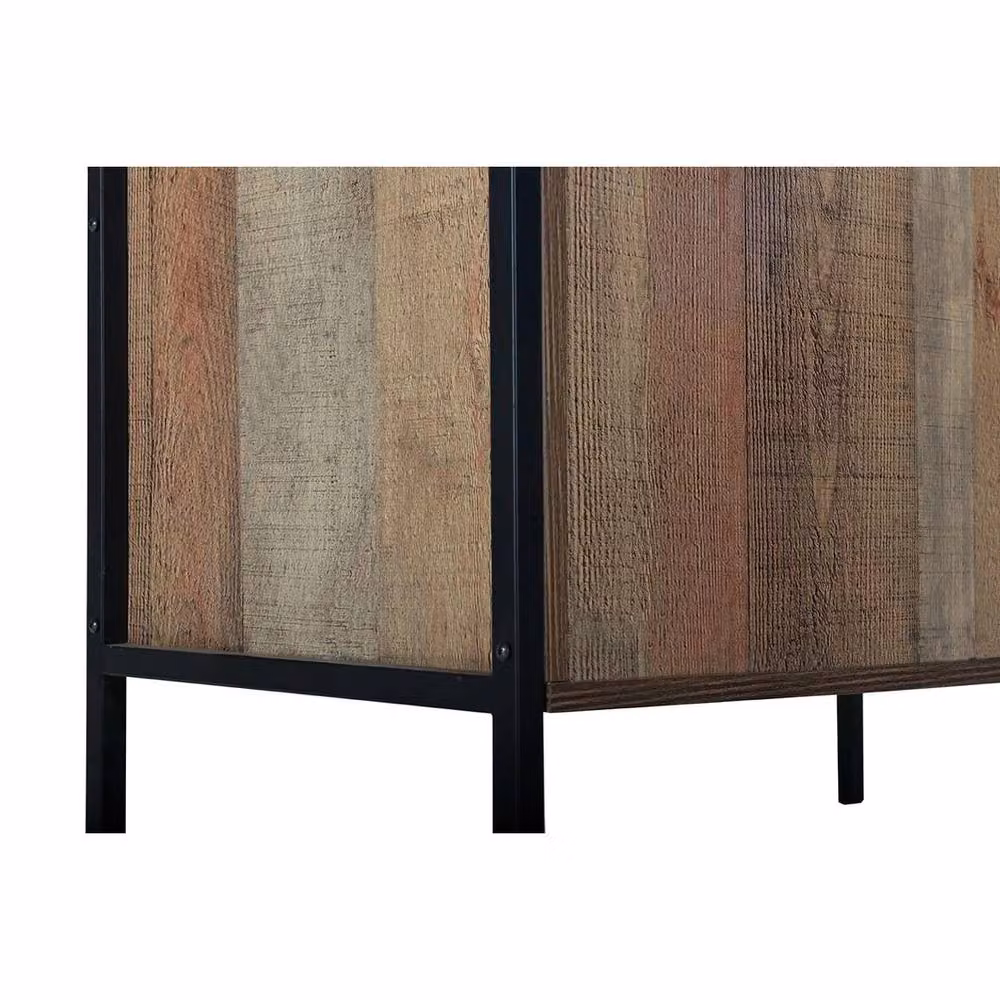 FLAVORA Rustic 2-Door Sideboard Storage Cabinet in Brown, W/D/H: 100 x 100 x 100 cm – 4