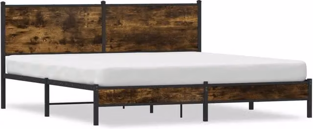 Berkfield Home Metal Bed Frame in Smoked Oak Brown, W/D/H: 180 x 200 cm Super King – 1