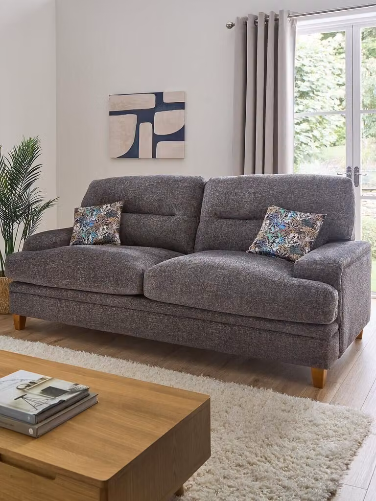 Very Home Trieste 3 Seater Fabric Sofa in Anthracite Grey with Scatter Cushions