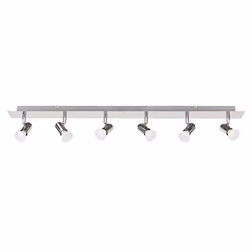 MiniSun Modern Polished Chrome 6 Way Adjustable GU10 Ceiling Spotlight with 5W Warm White LED Bulbs