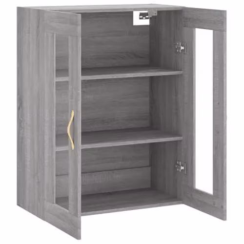 vidaXL Wall Mounted Cabinet in Grey with Glass Doors, W/D/H: 69.5 x 34 x 90 cm – 4