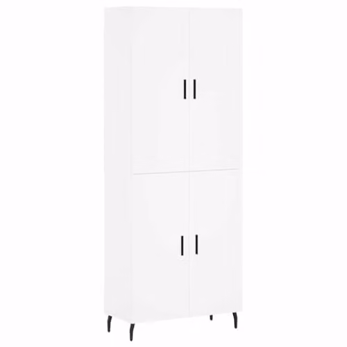 vidaXL Modern White Highboard with Hinged Doors, W/D/H: 69.5 x 34 x 180 cm