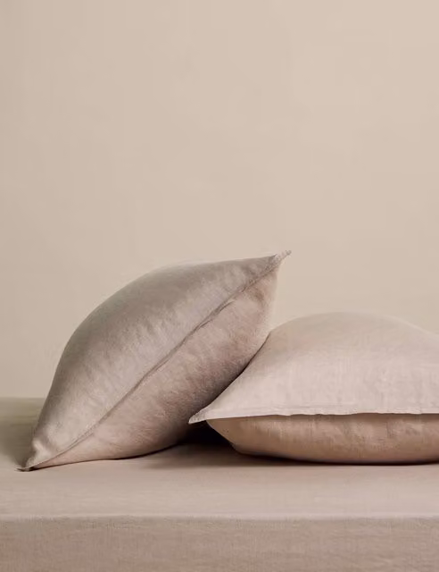 M&S 2 Pack Pure Linen Breathable Standard Pillowcases in Beige