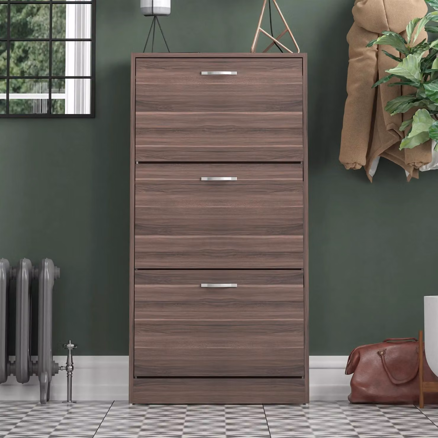 Vida Designs 3 Drawer Shoe Storage Cabinet Organizer in Brown – 3