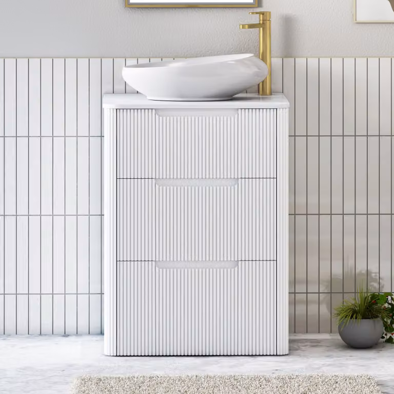 Royal Bathrooms Avenza 600mm Matt White Floor Standing 3 Drawer Vanity Unit with Nova Basin
