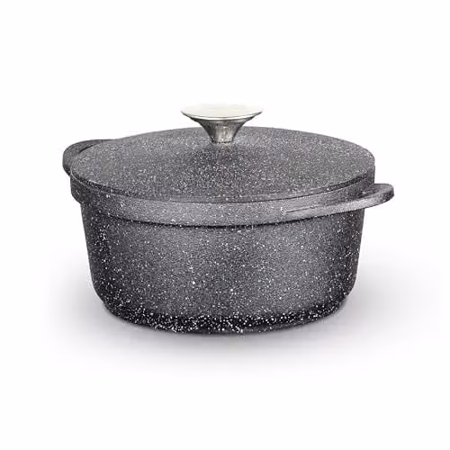 Tower Precision Non-Stick Cast Aluminium Casserole Dish with Lid, Black, 20cm – 1