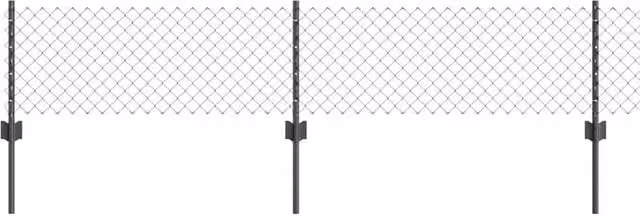 Berkfield Home Grey Steel Chain Link Fence with 10 U-Profile In-Ground Posts, W: 10 m, H: 0.4 m – 1