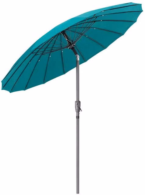 Christow Shanghai Garden Umbrella in Turquoise with Tilting Function and UPF 50+ UV Protection, Diameter: 2 m