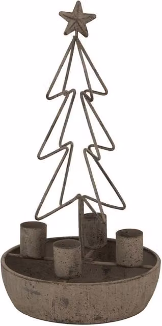 Hill Interiors Rustic Outline Tree Christmas Candle Holder in Bronze, H 37 cm x W 19 cm x D 19 cm