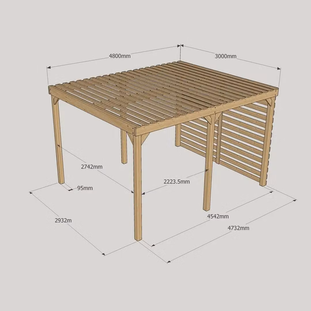 Rutland County Garden Furniture Ltd Shade Pergola in Wood and Galvanised Steel, Rustic Brown and Light Green, W: 480 cm, D: 300 cm, H: 270 cm – 6