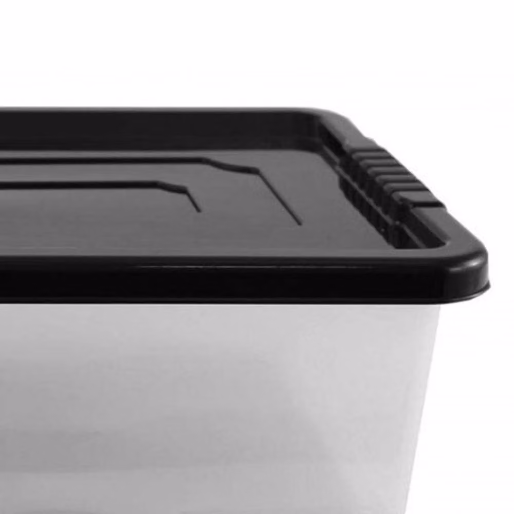 TML Underbed Storage Box with Lid in Black and Transparent Plastic, W/D/H: 39.0 x 39.0 x 19.0 cm – 2