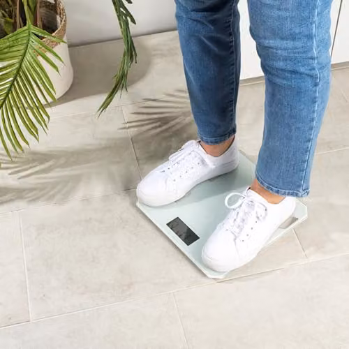 Salter Glass Analyser Bathroom Scale in White, Electronic Digital Bodyweight, Body Fat and Body Water Scale with LCD Display and 9 User Memory, Max Capacity 180kg – 2