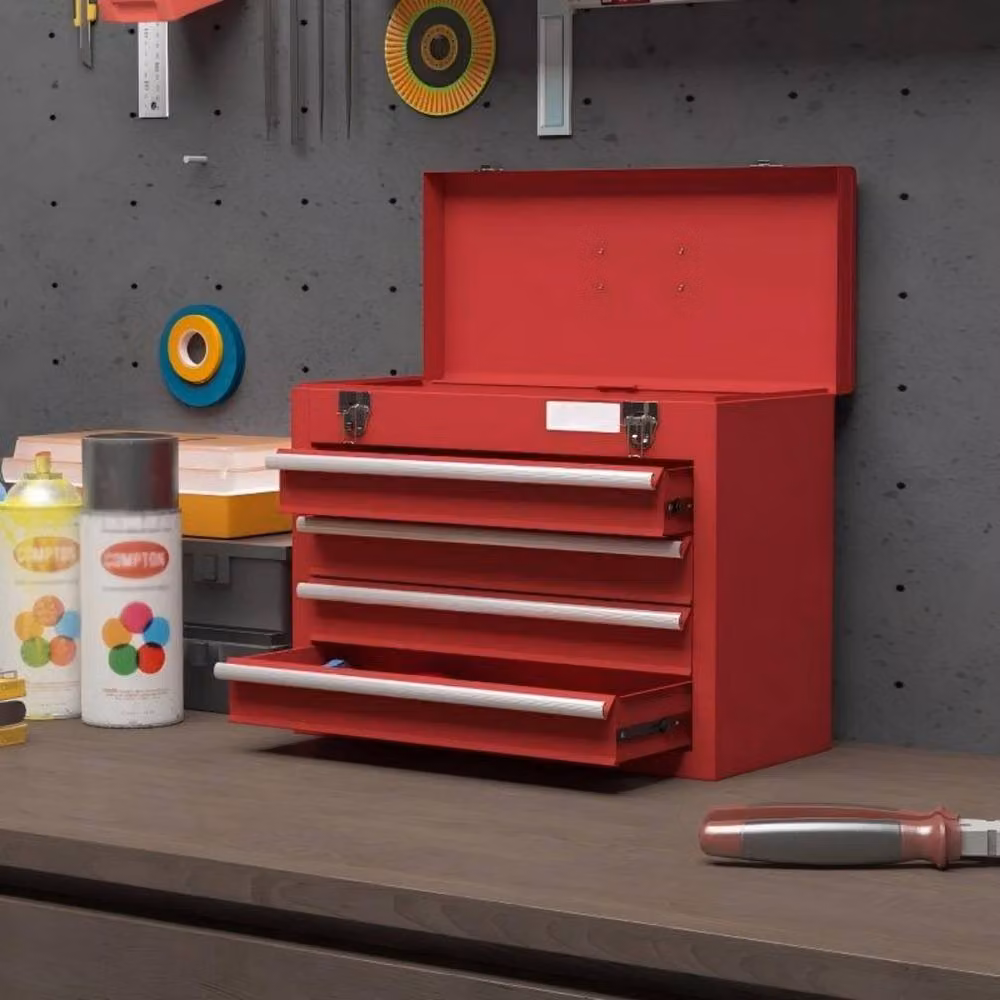 STILVORA Steel Tool Box with Drawers and Top Storage in Red – 5
