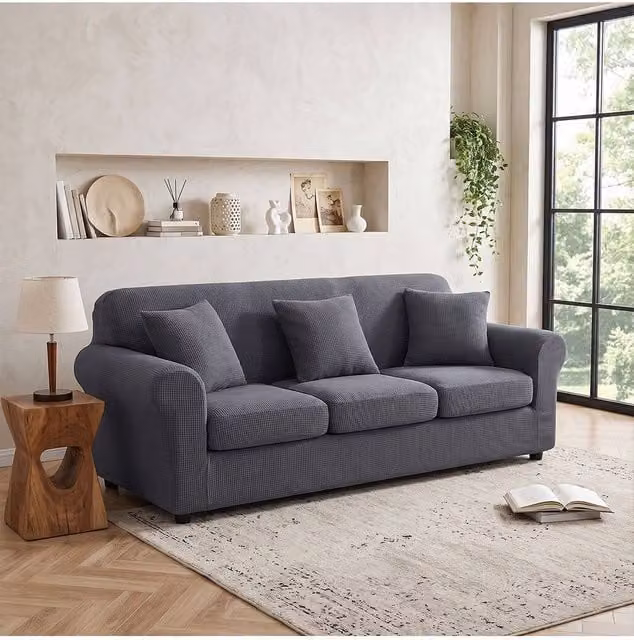 Living and Home Anti-slip High Stretch Sofa Cover in Dark Grey, Size: Medium – 1