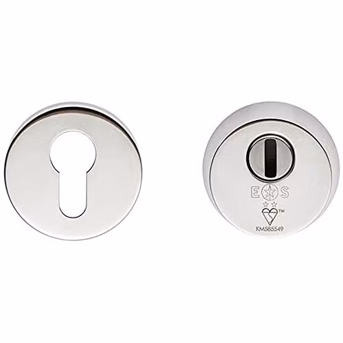 Loops 2 Star Security Escutcheons Set for BS Euro Cylinder Locks in Silver Stainless Steel