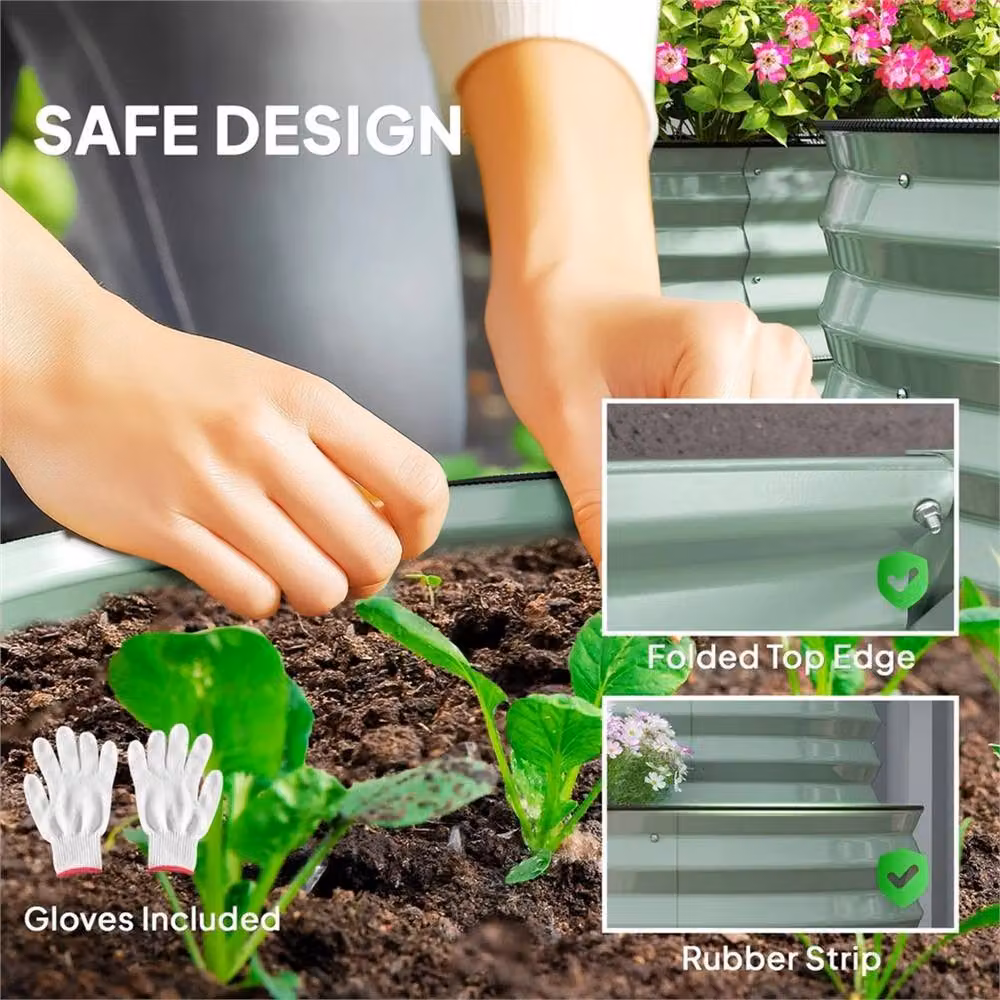 SPETLEK 2-Tier Galvanised Steel Raised Bed in Green – 4