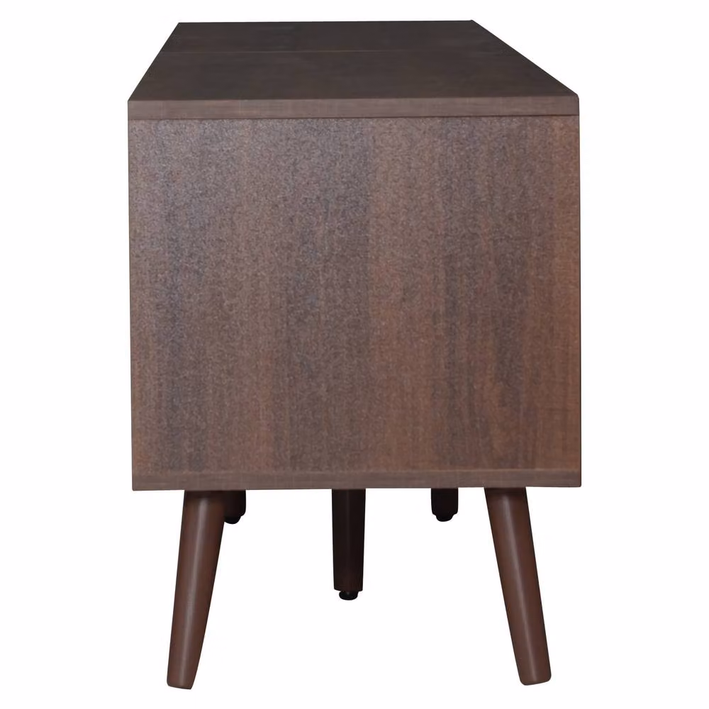 Merax Mid-Century Brown TV Unit with Rattan Details and Drawers for up to 200 cm TVs – 7