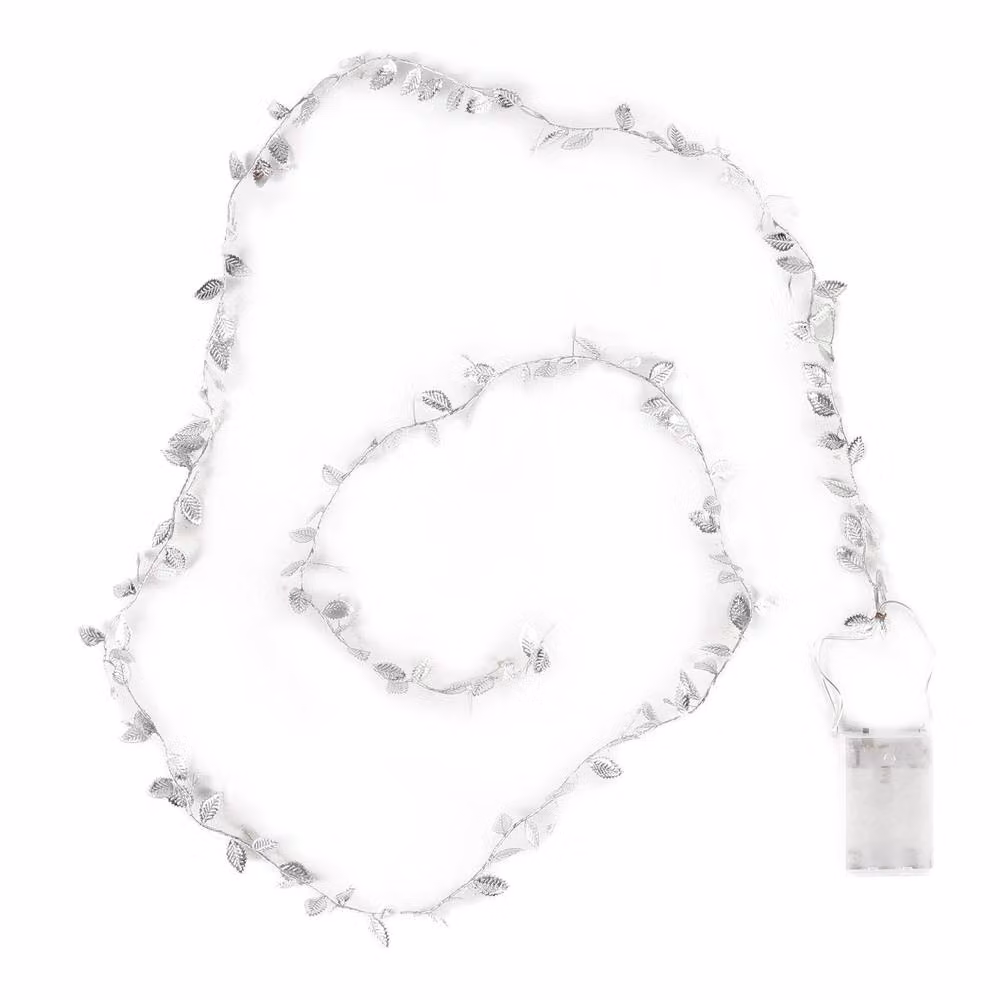 Dibor Silver Leaves Pre-Lit Christmas Table Garland, 2m – 2
