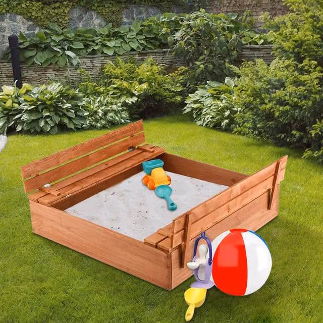 BillyOh Wooden Square Seated Sandpit in Brown