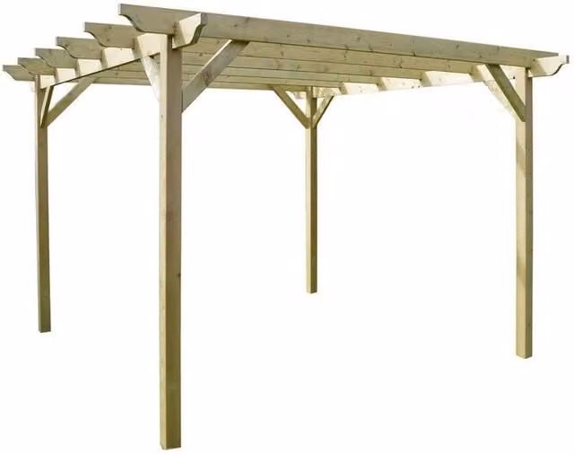 Rutland County Garden Furniture Ltd Garden Pergola in Green Wood and Galvanised Steel, W: 420 cm, D: 240 cm, H: 270 cm – 1