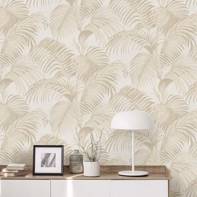 Erismann Botanical Floral Boho Bathroom Wallpaper in Beige