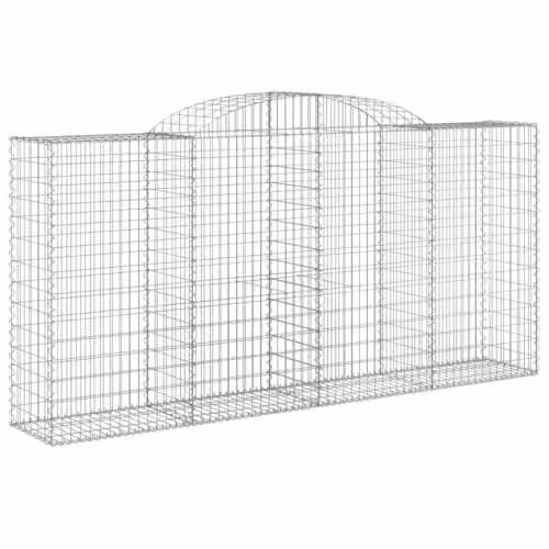vidaXL Arched Gabion Baskets, 2 Pieces, Silver Galvanised Steel, W/D/H: 300 x 50 x 140/160 cm