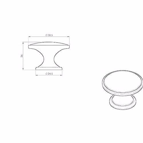 Loops Brushed Silver Ring Domed Cupboard Door Knob – 2