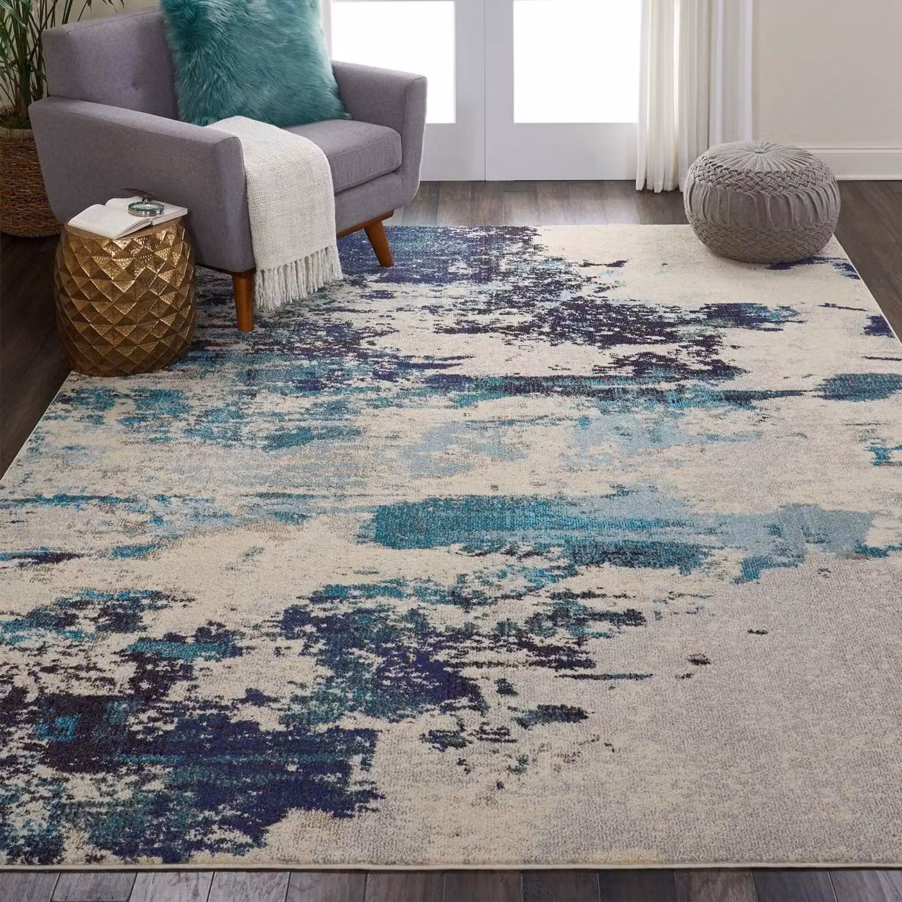 The Rug Shop UK Modern Abstract Stain-Resistant Area Rug in White and Multicolour, W: 200 cm, L: 290 cm – 2