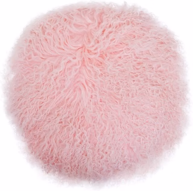 Orsina Pink Round Lambskin Fur Cushion